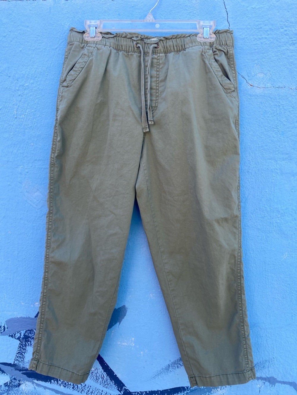 Sonoma cotton drawstring pants, olive green, elastic waist, comfortable, PM